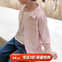2021 new boys long sleeve shirt cotton childrens clothing middle school children spring and autumn coat foreign style childrens striped shirt tide
