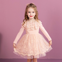 Impression childhood girl dress long-sleeved autumn 2020 new childrens mesh little girl western princess skirt