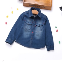 Clear Cabin No Withdrawal ~ Boy Denim Shirt Spring Autumn Clothing Baby Children Long Sleeve Shirt Korean Version Casual Childrens Blouse