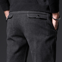 Rich Gui Bird Casual Pants Mens Mid Youth Autumn Winter Straight Drum Elastic Long Pants Male Korean Version Business 100 Hitch Thickened Mens Pants