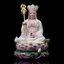 Western Three Holy Water Wave Color Sitting Lotus Dehua Porcelain Ceramics Gizang King Bodhisattva Buddha Statue ornaments for home use