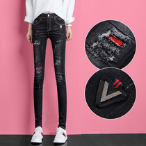 Break hole jeans women fashion 2021 Spring and Autumn New slim body slim high waist women tight small feet pencil pants