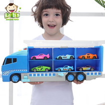 Jingda childrens toy car baby storage box simulation car boy 3-6 years old alloy car model 2 container car