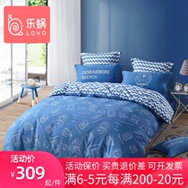 lovo Le Worm Luo Lai home textile four-piece set cotton pure cotton brushed Doraemon cartoon duvet cover sheets bedding