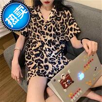 The new summer leisure s leisure thin section BAO WEN home clothes pajama suit two Korean version of womens short-sleeved loose top shorts