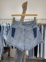 Thirteen lines QUEEN summer irregular denim shorts womens 2021 New Korean version of high waist a-shaped hot pants tide 18129