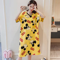 Sleeping Dress Woman Summer Pure Cotton Cartoon Cute Big Code Loose Pregnant pregnant woman Lower House Unawkward Pyjamas Skirt summer