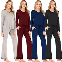 Sleepwear Womens spring and autumn Modale Long sleeves loose Two sets 2020 Autumn winter New extras Home Clothing Tide