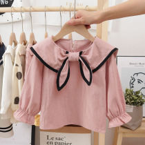2020 Spring Girl Navy style shirt new childrens foreign style doll shirt Korean version of foreign style lapel coat fashion