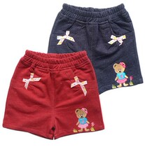 2021 Summer version Korean version knitted full cotton imitation denim girl shorts 50% pants baby casual pants child clothing