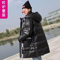 Girls down jacket long hooded Korean version of loose female childrens thick winter coat foreign bread suit
