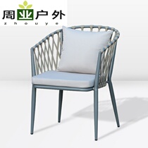 Modern minimalist rope chair custom garden courtyard outdoor rattan chair Hotel Villa aluminum alloy cane chair sofa