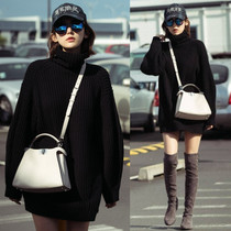 Lazy wind black super fire net red turtleneck sweater womens pullover wear autumn and winter thickened loose mid-length sweater