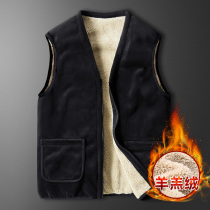 Horse clip vest man Winter plus velvet warm cashmere old man waistcoat father in winter wearing thick vest coat