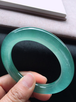 Myanmar natural a goods jade bracelet ice seed round strip floating flower sky blue clear water background color rigid jade bracelet for children