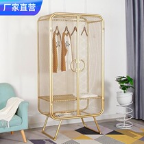 Home bedroom light luxury clothing store single dormitory handle easy to install metal iron Princess wardrobe shelf