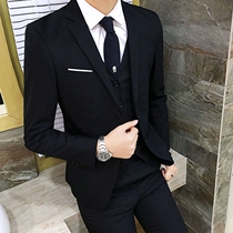 Small Western suit Mens suit Han version Body Wedding Dress Youth Business Casual Trends Three Sets Mens Suit Men