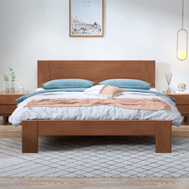 Solid wood bed 1 5 M modern minimalist Nordic double bed rental room economical simple oak 1 2 m single bed