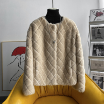 zqqz imported whole mink coat female round neck new slim fashion short mink fur coat D110