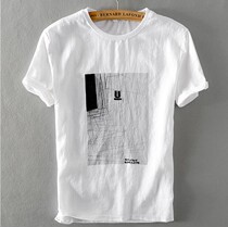 2021 Summer new short sleeves Male Chinese Wind Body Round neckline Linen T-shirt Leisure 100 hitch for mens undershirt