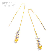 Ear 2019 New Tide temperament sterling silver ear chain female round face suitable for face thin earrings Net red earrings long