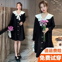 Pregnant women spring foreign style age-reducing doll shirt Spring and summer new loose medium-long pregnant women dress outside the fashion section