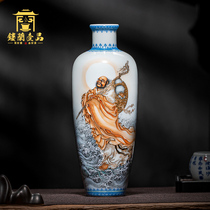 Yi Zhen Tang Seiko hand-painted Dharma cross the river His Holiness flower arrangement dried flower vase Jingdezhen ceramic decoration collection ornaments