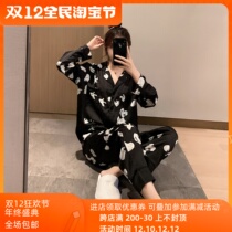 Japanese gp pajamas black mice ice wire Spring and Autumn long sleeve cartoon home suit