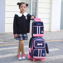 Push-pull girls  trolley school bag Primary school boys 3-6 grade girls and boys six-wheeled waterproof hand-dragging box 4