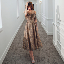 Evening dress female 2021 new style queen noble temperament banquet annual meeting small dress skirt dress medium-long section