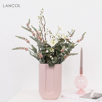 Lancol small frescoed Nordic grey pink emulated flower suit living room table decoration flower pendulum pieces soft-mounted fake flowers