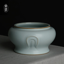 Ru Kiln Tea Wash Large Number Washing Tea Cup Water Spittoon Home Chinese Style Ceramic Jingdezhen Handmade Green Porcelain Kongfu Tea Accessories