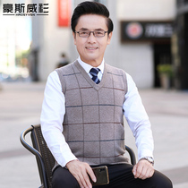 2021 spring dress middle-aged and elderly people vest mens vest father dress spring and autumn loose waistcoat wearing knitted base shirt