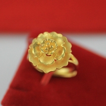 Hibiscus flower peony flowers large flower Flowers Ring Female opening brass gold plated flower ring A200 Euro coin Shakin