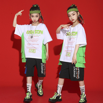Childrens hip hop suit boy hip hop hiphop performance loose T-shirt Tide brand six one performance girl tide suit