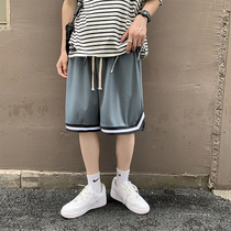 Summer ins tide brand gray sports shorts men's Korean fashion loose quick-drying mesh five-point casual basketball pants