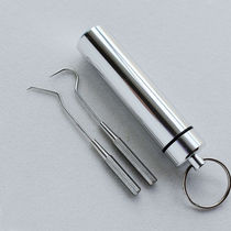 304 stainless steel toothpick portable key chain tooth picking tool artifact with aluminum alloy toothpick storage box