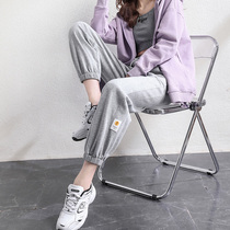 Gray sports pants children Spring and Autumn loose bunch feet thin model 2021 New Lantern womens casual pants tide ins