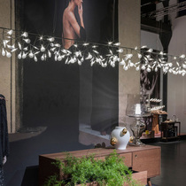 Nordic restaurant long chandelier modern simple creative personality fashion leaf Firefly dining table chandelier