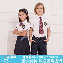 Eaton Gide Childrens White Shirt Girls Cotton Short Sleeve Shirt Solid Color Lapel Shirt 12C253