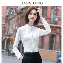 Women's long-sleeved design in a standing shirt Sensed a small number of 2022 new round-collar professional wear and foreign work clothes white shirts