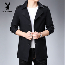 Flower Playboy mens jacket Spring and autumn season new medium and long style mens jacket Han version Trend casual handsome windsuit