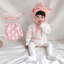 Korean baby Autumn womens baby jumpsuit spring and autumn winter wear out tide knitting dress 100-day banquet climbing suit