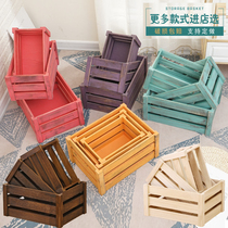New wooden frame box Wooden box Wooden box storage box Wooden storage basket Supermarket display decoration wooden box customization