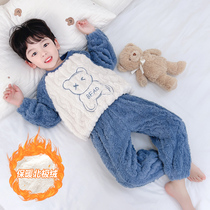 Childrens coral vestry pyjamas winter boyboyboybaby Baby flannel autumn winter mode thickening boy Arctic velvet home clothes