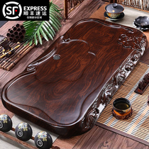 Tea tray solid wood household living room tea table modern simple size drainage tray whole imitation ebony wooden tea tray