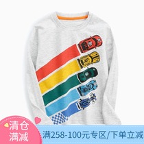 (Full 258-100)Childrens cotton crew neck base shirt Boys long t-shirt Baby car track printed T-shirt