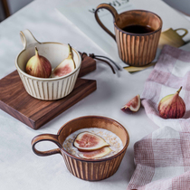 Sakura on Huazha Japanese vintage stoneware milk breakfast cup household ceramic Oatmeal cup coffee cup yogurt mug mug mug