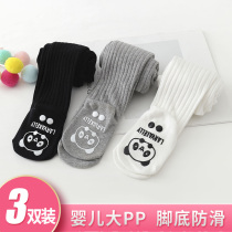 Childrens tights girls  autumn and winter pantyhose baby one-piece socks plus PP with soles of the feet non-slip floor socks not ok