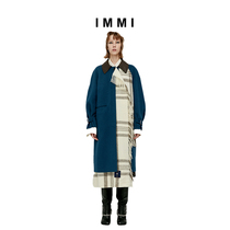 (Designer brand IMMI) MOON joint series LAKE BLUE double-sided wool scarf coat 192CO032C